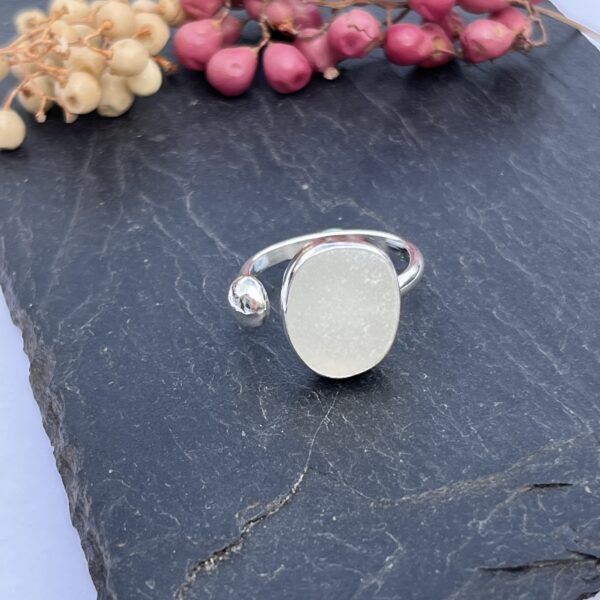 lorrisilverjewellery, white sea glass ring