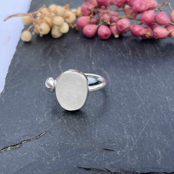 lorrisilverjewellery, white sea glass ring