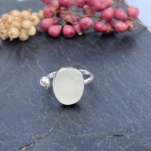 lorrisilverjewellery, white sea glass ring