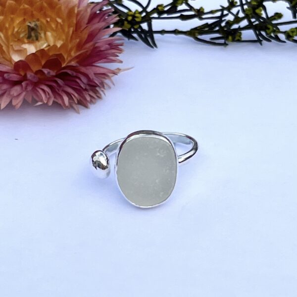 lorrisilverjewellery, white sea glass ring