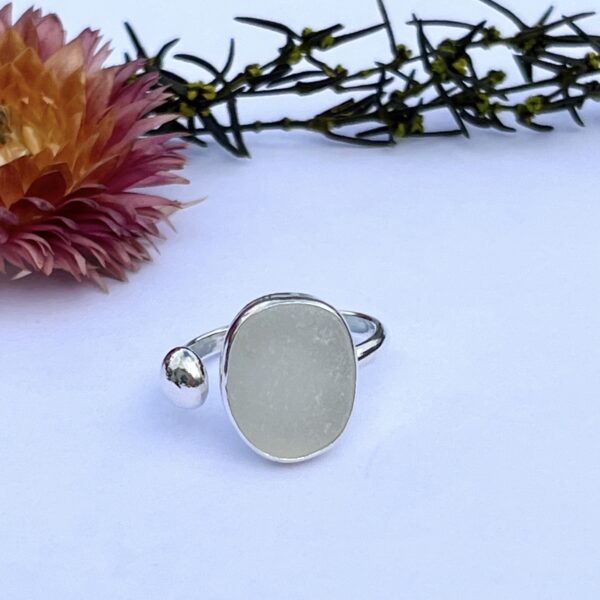 lorrisilverjewellery, white sea glass ring