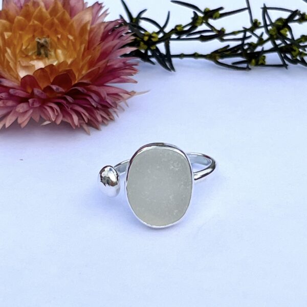 lorrisilverjewellery, white sea glass ring