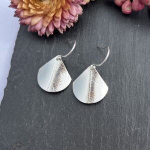 Lorrisilver Jewellery, leaf print fan earrings
