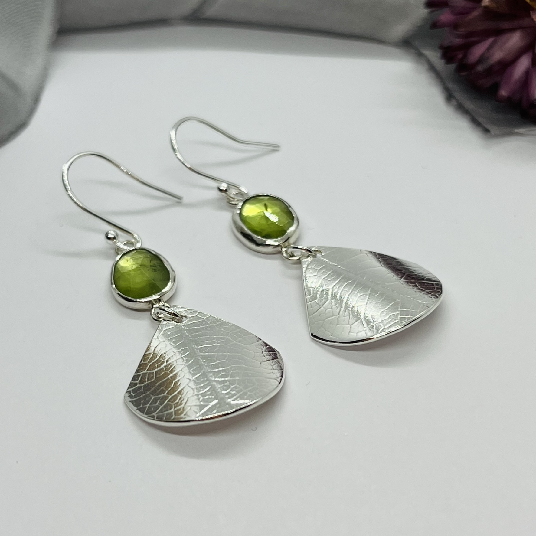 Lorrisilver Jewellery, peridot drop earrings
