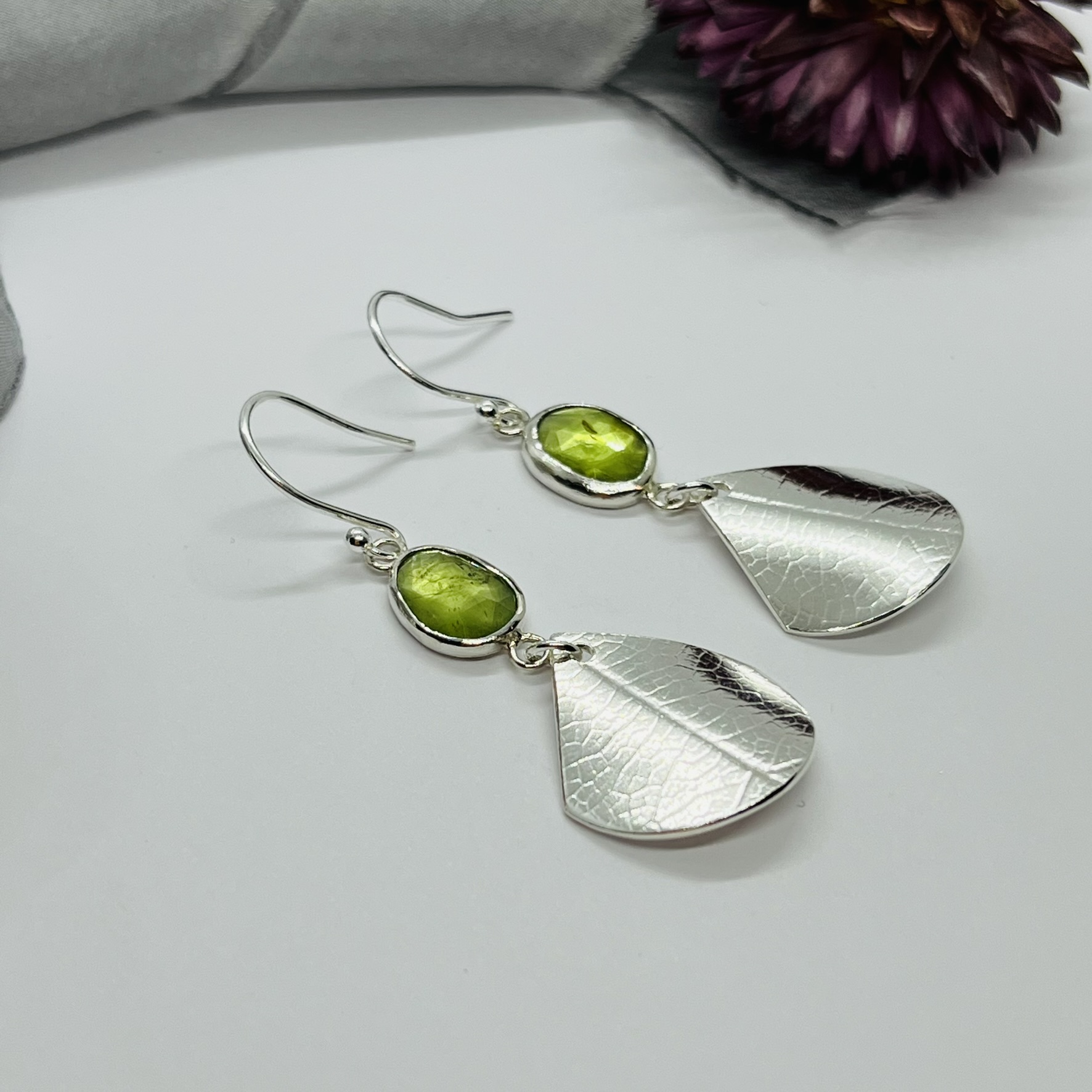 Lorrisilver Jewellery, peridot drop earrings