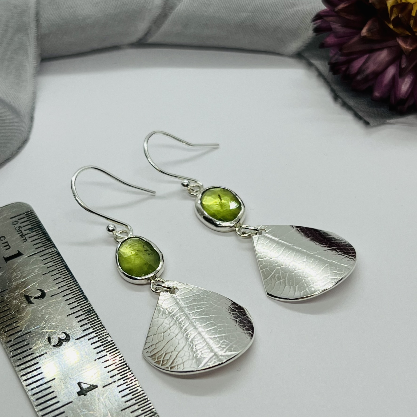 Lorrisilver Jewellery, peridot drop earrings