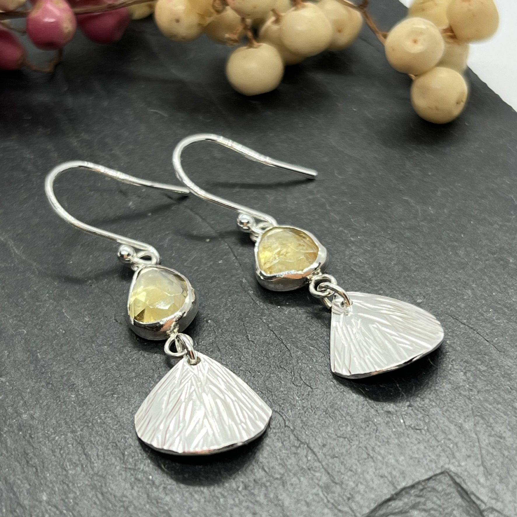 Lorrisilver Jewellery, citrine drop earrings
