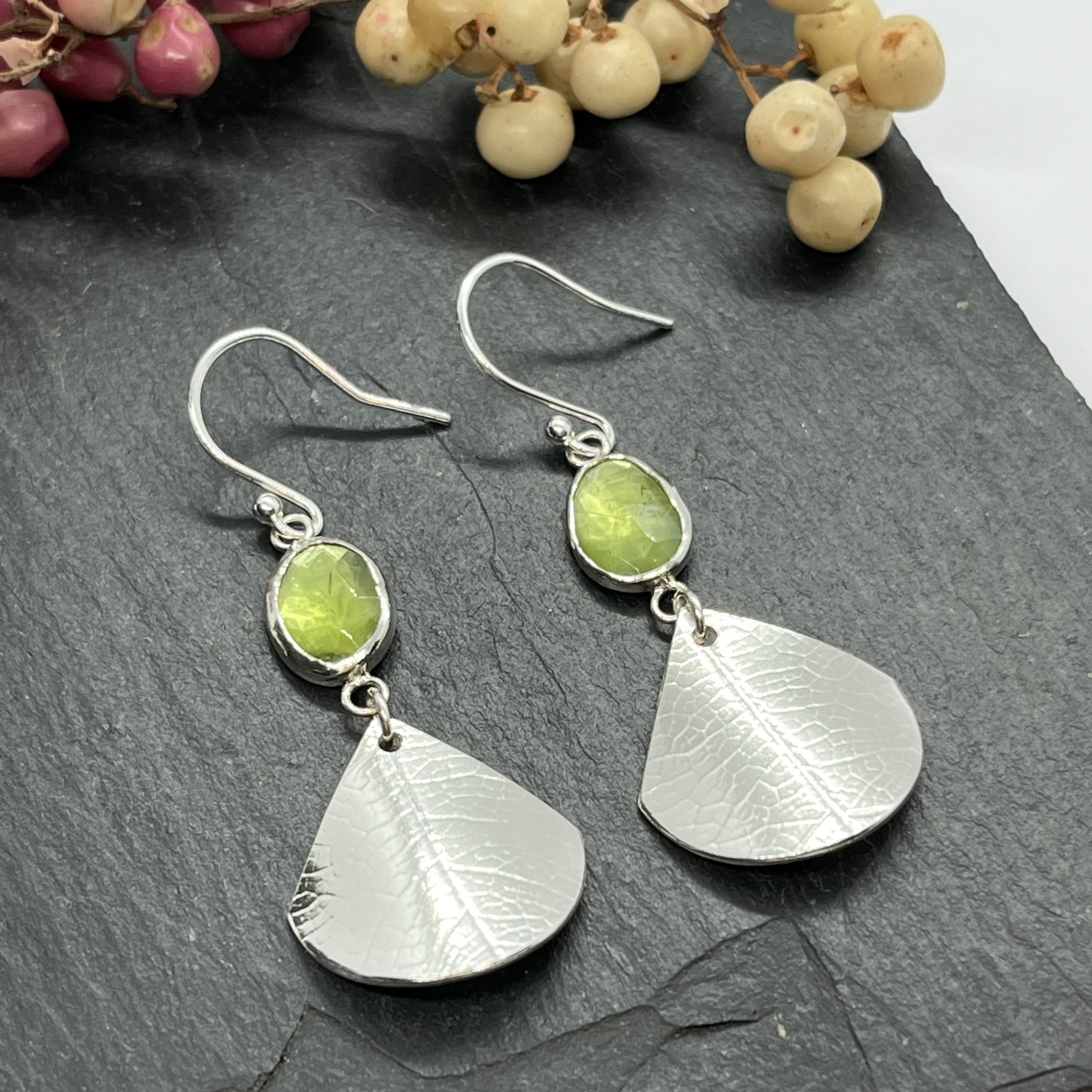 Lorrisilver Jewellery, peridot drop earrings